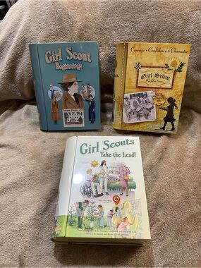 3 - Vintage Girl Scout Book Shaped Storage Tins